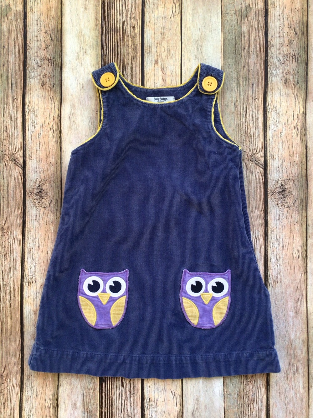 Mini Boden Owl Corduroy Pinnie Dress